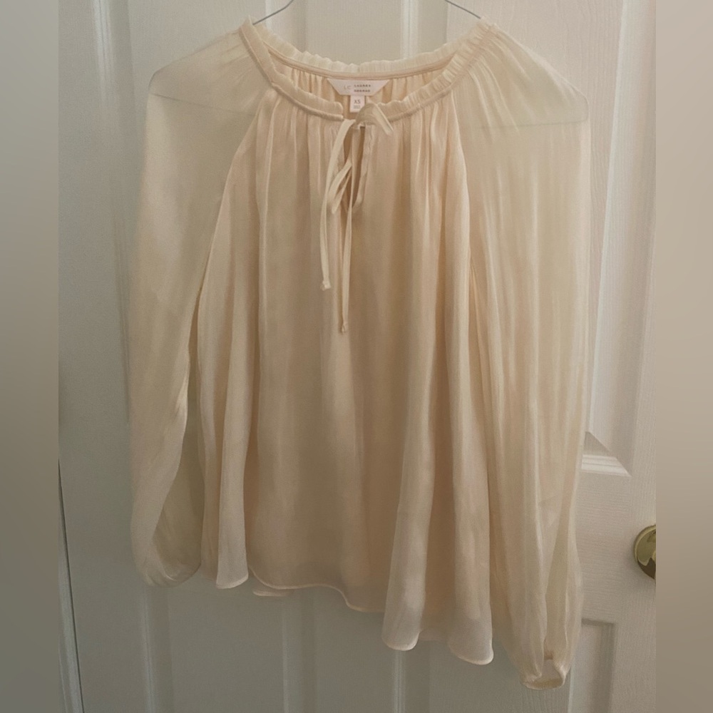 Lauren Conrad Soft Peach Long Sleeve Blouse XS
